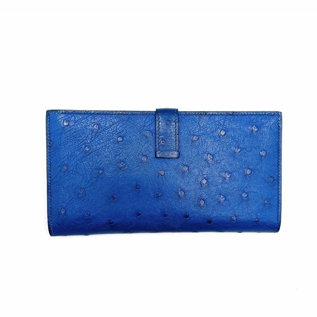 HERMES - エルメス ベアンスフレ オーストリッチ 長財布 ブルー HERMES - エルメス ベアンスフレ オーストリッチ 長財布 ブルー