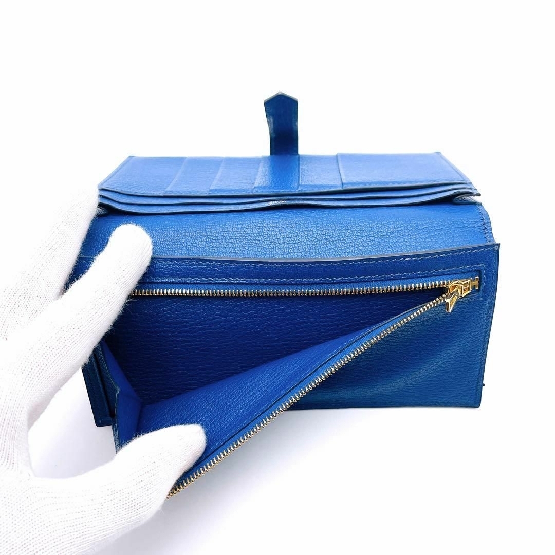 HERMES - エルメス ベアンスフレ オーストリッチ 長財布 ブルー HERMES - エルメス ベアンスフレ オーストリッチ 長財布 ブルー