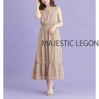 MAJESTIC LEGON - マジェスティックレゴン バックリボン 花柄 ワンピース ベージュ Sサイズ