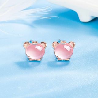 N2030 可愛い虎のピアス　猫眼石ピアス　レディース ピアス　シルバー925(ピアス)