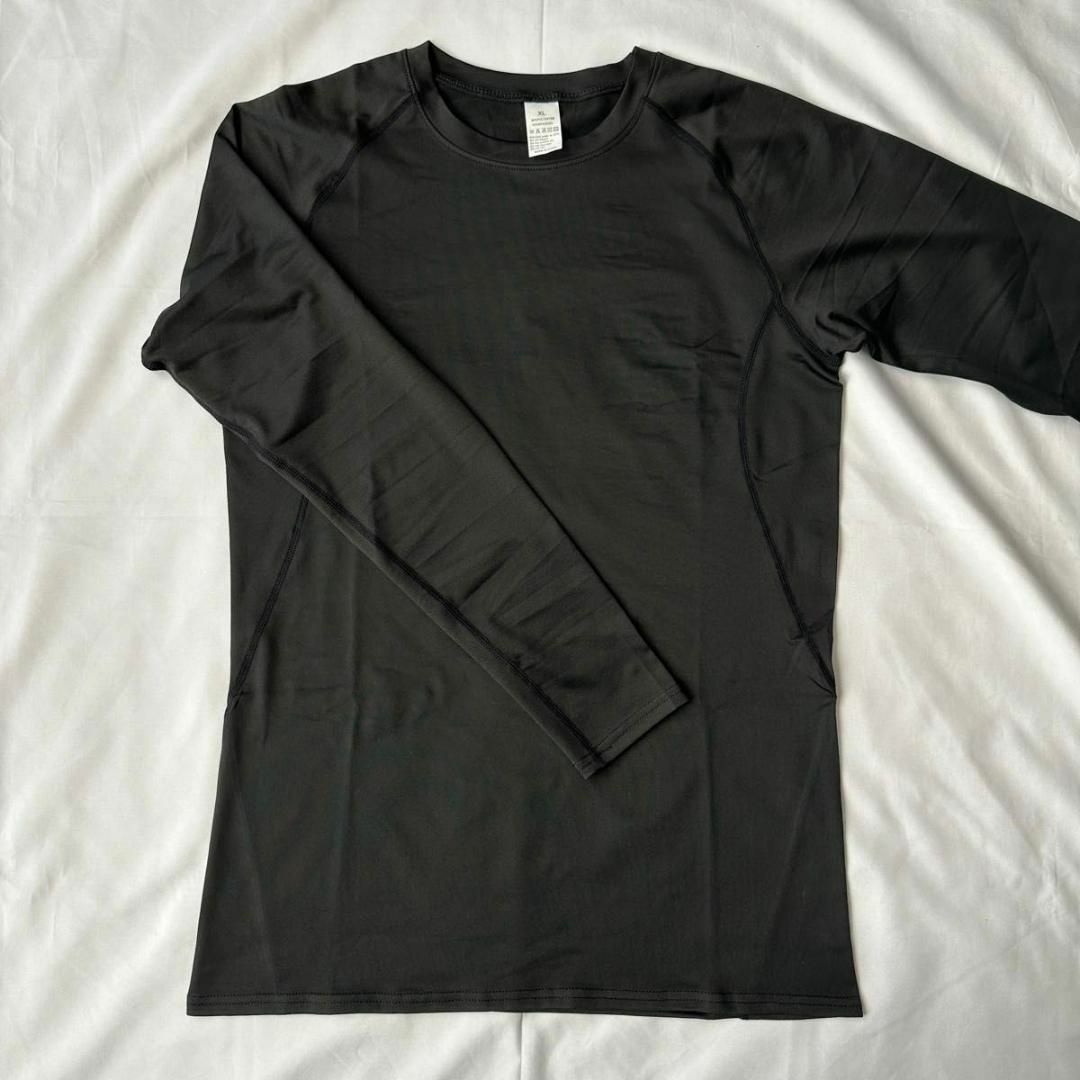 アンダーシャツ スポーツ トレーニング インナー 長袖 黒 ブラック 2XL メンズのトップス(Tシャツ/カットソー(七分/長袖))の商品写真