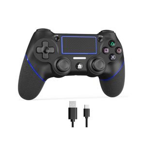 PS4コントローラーBluetooth接続12時間連続日本語取扱ブラック/ブルー(その他)