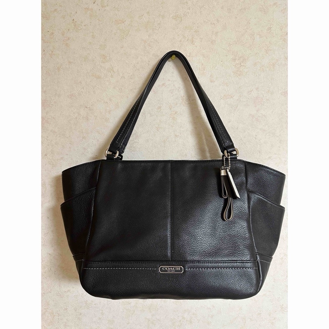 COACH(コーチ)の美品 COACH コーチ キャリーオール ビジネス レザー トートバッグ 黒 レディースのバッグ(ショルダーバッグ)の商品写真