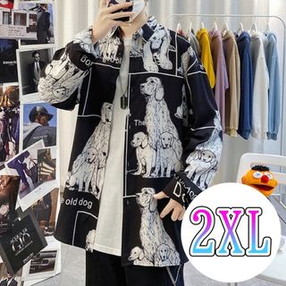 【残り僅か‼】　カジュアル　ストリート　DOG　シャツ　オーバーサイズ　２ＸＬ　