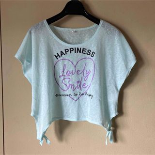 女の子　150 トップス　 ブルーグリーン　 シースルー 春　夏　(Tシャツ/カットソー)