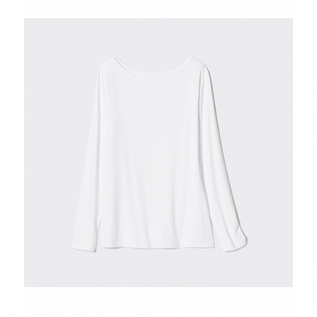 UNIQLO(ユニクロ)のエアリズムシルクブレンド　UVカットクルーネック　ホワイト レディースのトップス(Tシャツ(長袖/七分))の商品写真