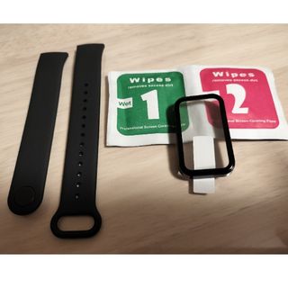 シャオミ(Xiaomi)のXiaomi smart band pro　黒ベルトとカバーのセット(ラバーベルト)