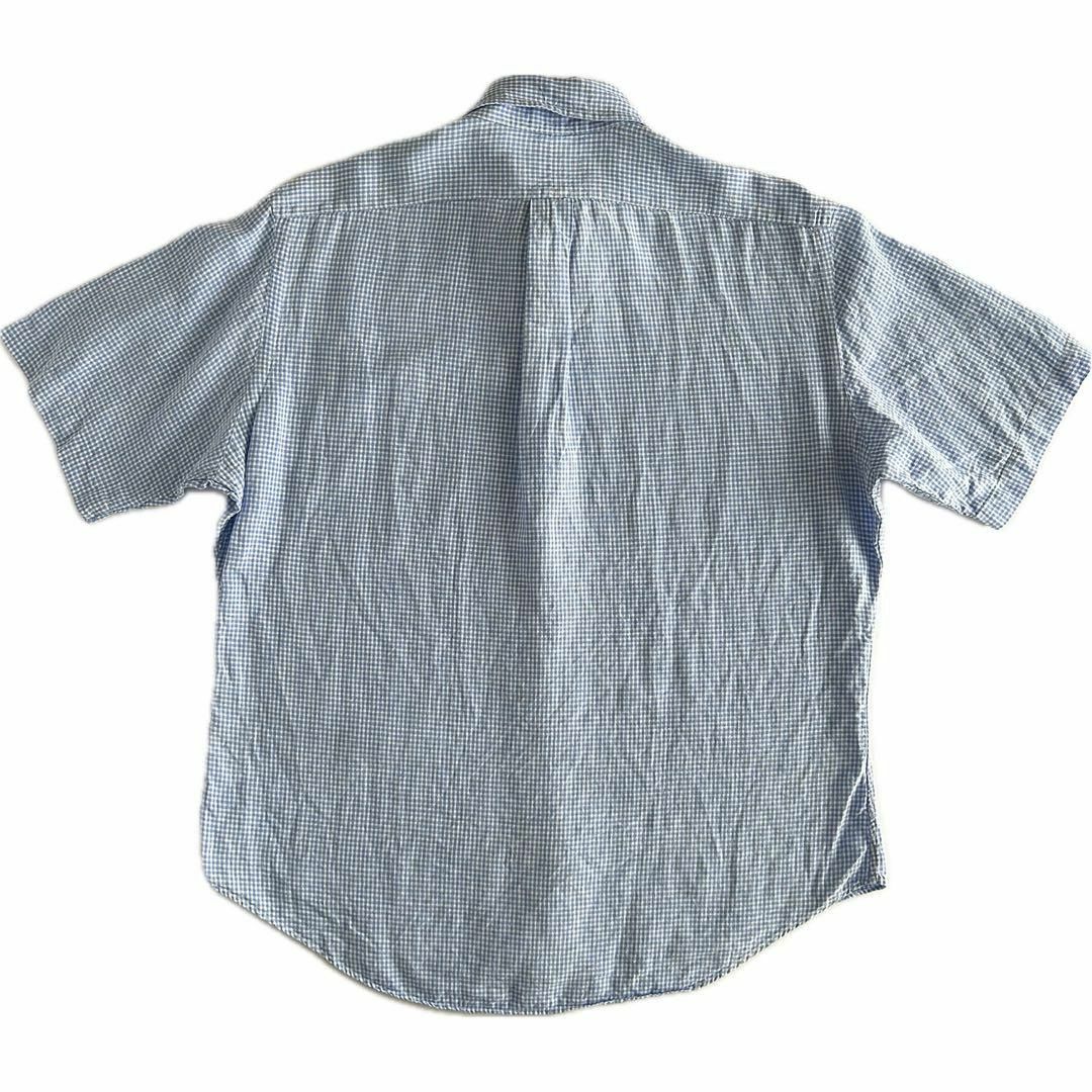 Ralph Lauren(ラルフローレン)のポロラルフローレン リネンシャツ 半袖シャツ XL ギンガムチェック 刺繍ロゴ メンズのトップス(シャツ)の商品写真