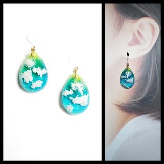 No.1265-E　空☆ピアス・イヤリング(しずく型)(ピアス)