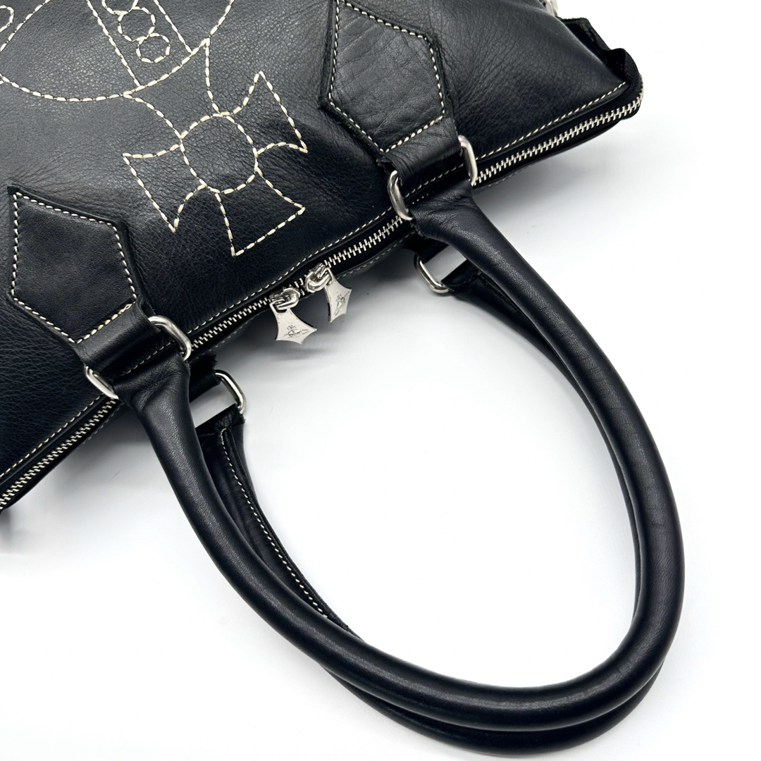 Vivienne Westwood(ヴィヴィアンウエストウッド)の✨美品✨ヴィヴィアン ハンドバッグ 2way オーブロゴ 刺繍 レザー ブラック レディースのバッグ(ハンドバッグ)の商品写真