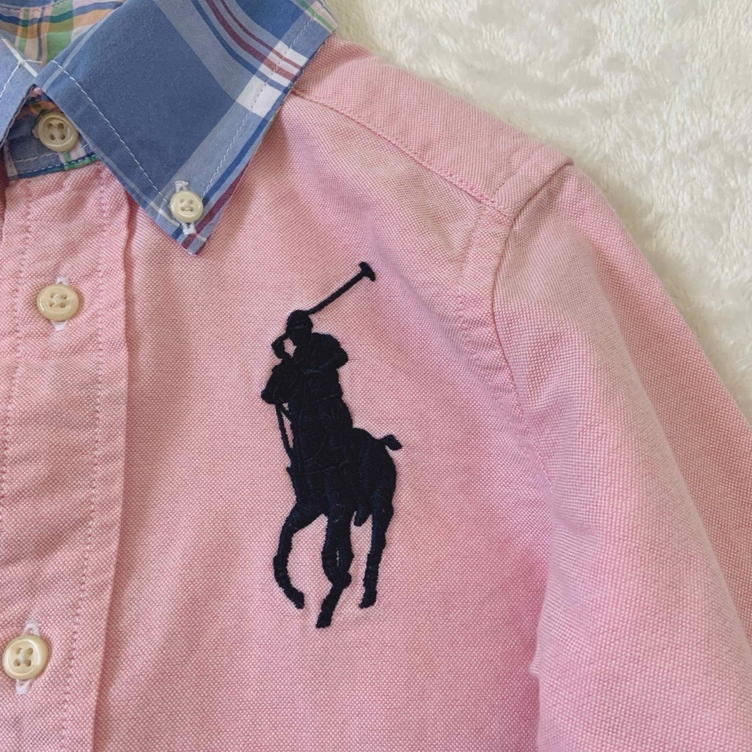 Ralph Lauren(ラルフローレン)の極美品★ラルフローレン★長袖シャツ★ビッグポニー★ピンク★90 キッズ/ベビー/マタニティのキッズ服男の子用(90cm~)(ブラウス)の商品写真