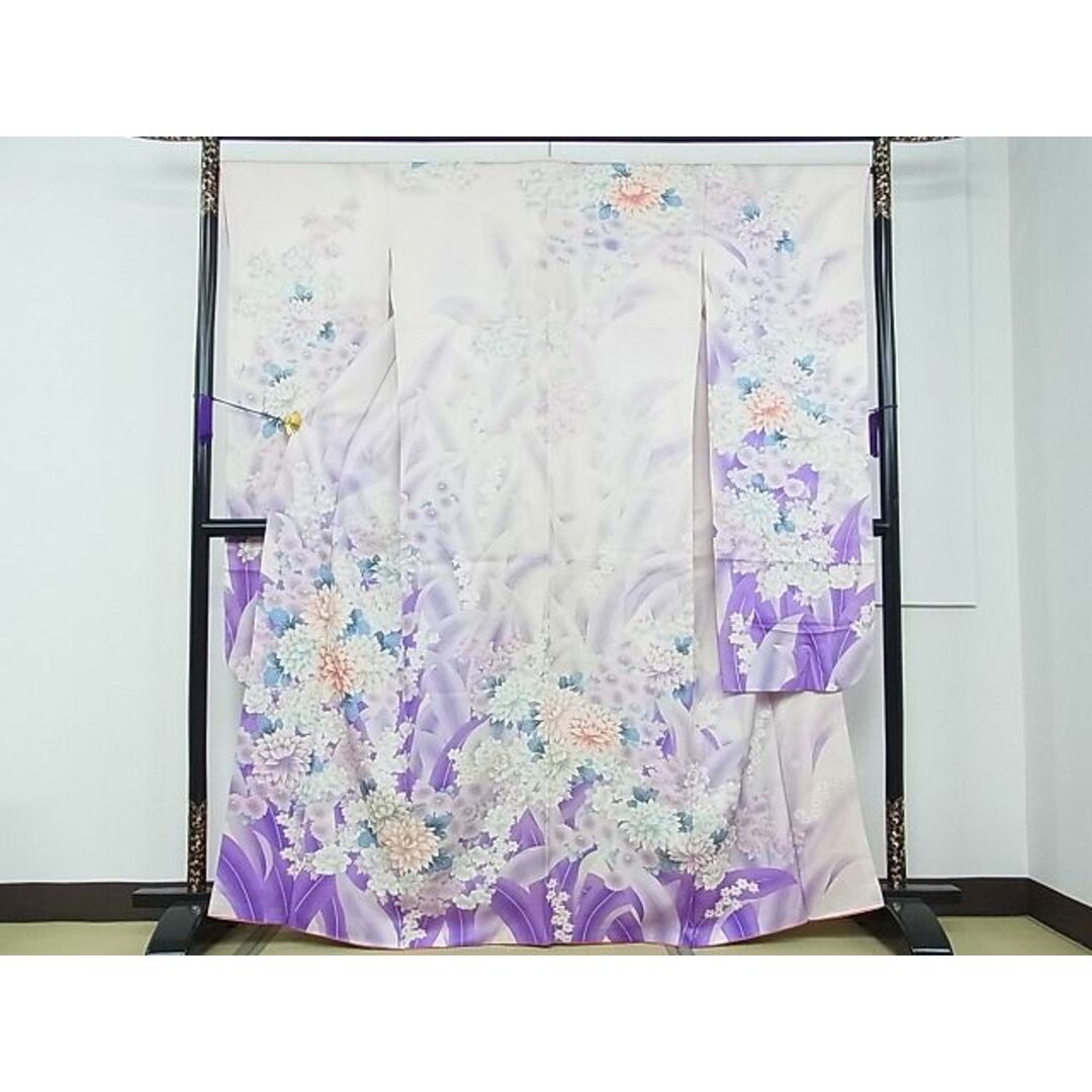 平和屋1■豪華振袖　草花文　暈し染め　銀彩　逸品　CAAC7625rv レディースの水着/浴衣(振袖)の商品写真