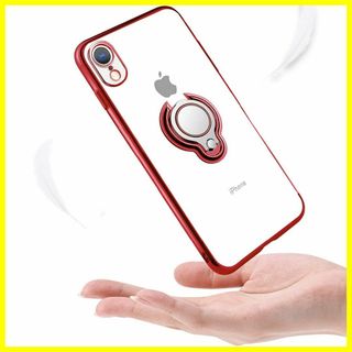 【色:レッド】iPhone XR ケース クリア リング付き iPhoneXR (その他)