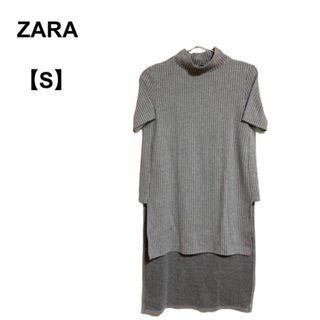 ザラ(ZARA)の【古着】レディース ザラ 半袖ワンピース ひざ丈ワンピース アシンメトリー(Tシャツ(半袖/袖なし))