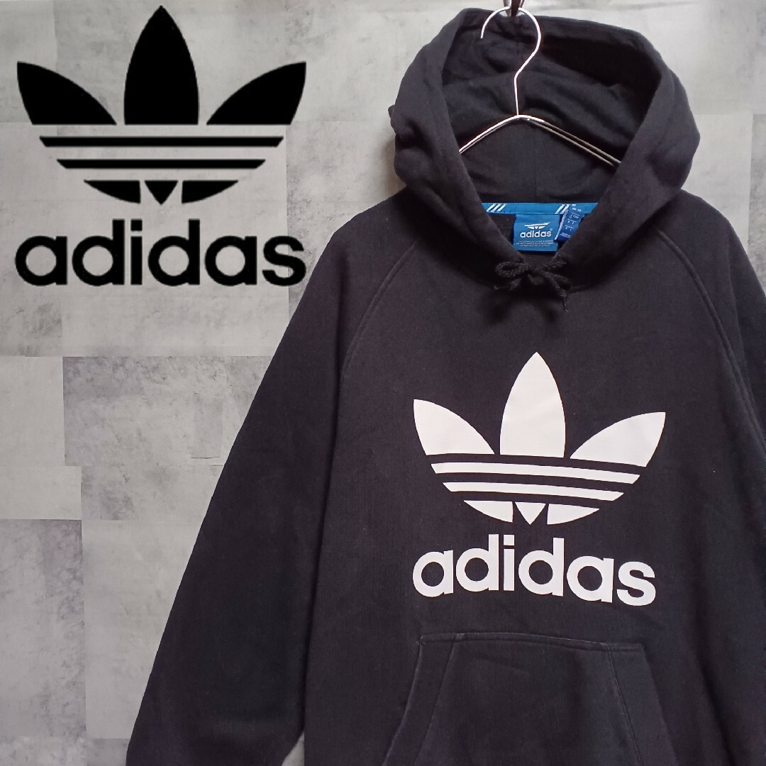 adidas(アディダス)のadidas アディダス メンズ パーカー トレフォイル ブラック XL メンズのトップス(パーカー)の商品写真