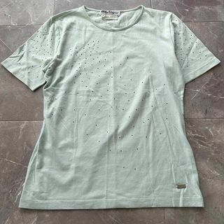 サルヴァトーレフェラガモ(Salvatore Ferragamo)のサルヴァトーレフェラガモ Tシャツ ビジュー ロゴプレート付き Sサイズ(Tシャツ(半袖/袖なし))