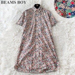 BEAMS BOY リバティ 膝丈 シャツ ワンピース