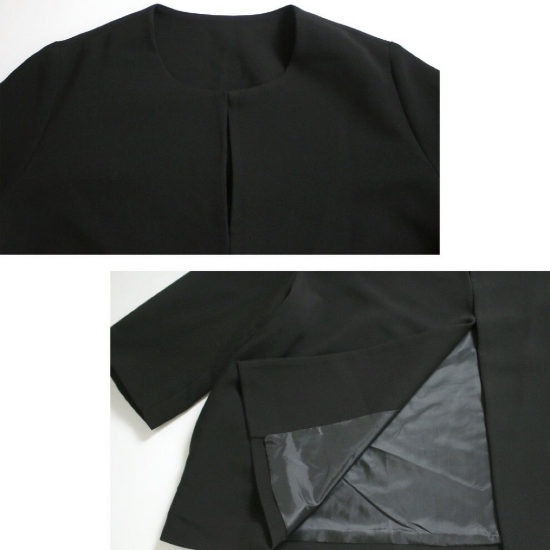 ブラック M ノーカラー ジャケット パンツ スーツ セットアップ ゆったり レディースのフォーマル/ドレス(スーツ)の商品写真