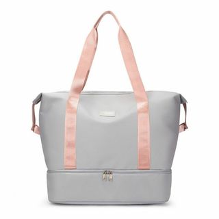 ⭐︎新品トートバッグ ジム トラベル<グレー>シューズ収納 大容量 35L 桃色(トートバッグ)