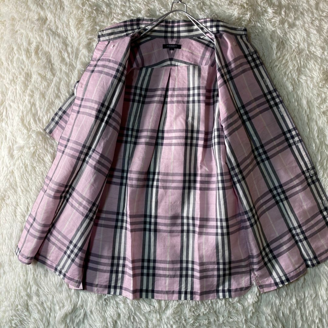 BURBERRY(バーバリー)の極美品 バーバリーロンドン リネン 麻混 ノバチェック 半袖シャツ L メンズのトップス(シャツ)の商品写真