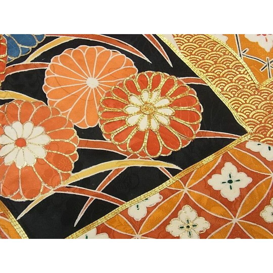 平和屋1■豪華振袖　駒刺繍　地紙重ね草花文　金彩　逸品　CAAA6320ap レディースの水着/浴衣(振袖)の商品写真