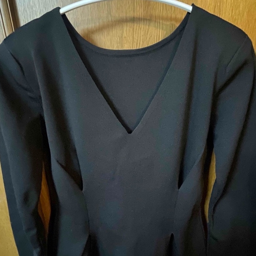 moussy(マウジー)のロングスリーブニットドレス　ブラック　M_ レディースのワンピース(ロングワンピース/マキシワンピース)の商品写真
