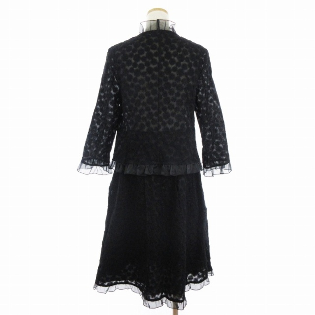 Yukiko Hanai(ユキコハナイ)のユキコハナイ セットアップ ジャケット スカート フラワー刺繍 黒 10 8 レディースのフォーマル/ドレス(礼服/喪服)の商品写真