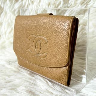 シャネル(CHANEL)の【ぽち様専用】シャネル ココマーク キャビアスキン 2つ折り財布 ライトブラウン(財布)