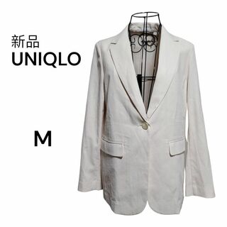 ユニクロ(UNIQLO)の新品タグ付き　ユニクロ　UVカットリラックスジャケット　オフホワイト　M(テーラードジャケット)