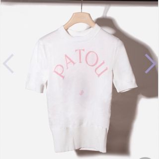 パトゥ(PATOU)のPATOU ロゴニット　半袖ニット　白　S(Tシャツ/カットソー(半袖/袖なし))