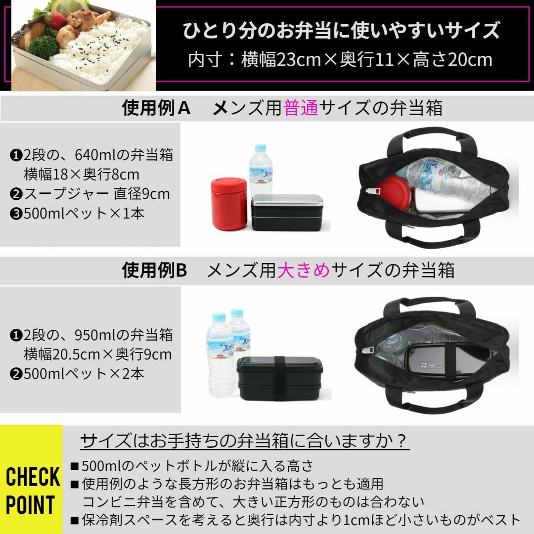 【色: 3.グレー】Lunchichi ランチバッグ 保冷バッグ お弁当 エコバ インテリア/住まい/日用品のキッチン/食器(弁当用品)の商品写真