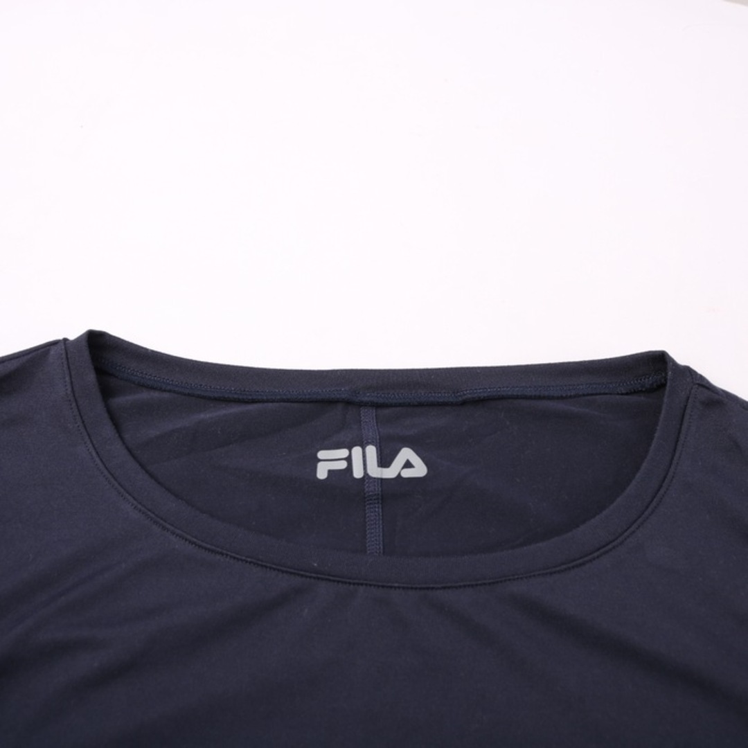 FILA(フィラ)のフィラ 長袖Tシャツ ワンポイントロゴ ストレッチ スポーツウエア レディース Mサイズ ネイビー FILA レディースのトップス(Tシャツ(長袖/七分))の商品写真