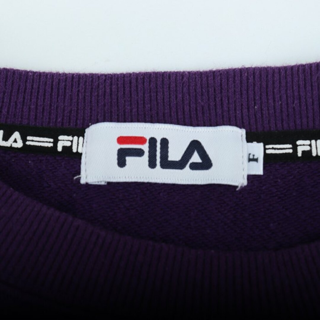 FILA(フィラ)のフィラ 長袖スウェット スエット トレーナー クロックド丈 スポーツウエア レディース Fサイズ 紫×白×黒 FILA レディースのトップス(トレーナー/スウェット)の商品写真