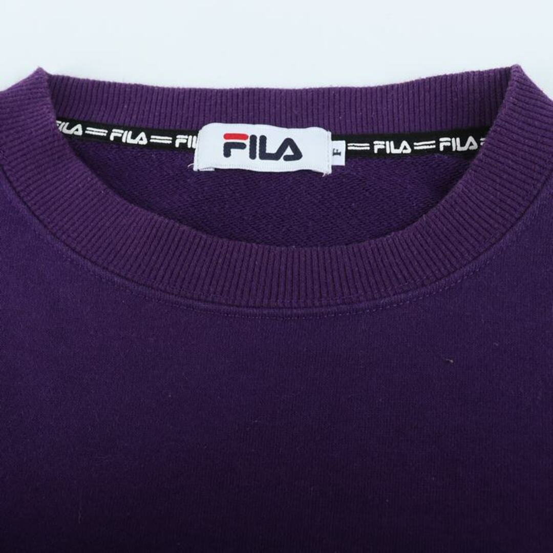 FILA(フィラ)のフィラ 長袖スウェット スエット トレーナー クロックド丈 スポーツウエア レディース Fサイズ 紫×白×黒 FILA レディースのトップス(トレーナー/スウェット)の商品写真