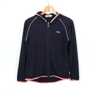 フィラ(FILA)のフィラ ジップアップパーカー ワンポイントロゴ スポーツウエア レディース Mサイズ ネイビー FILA(パーカー)