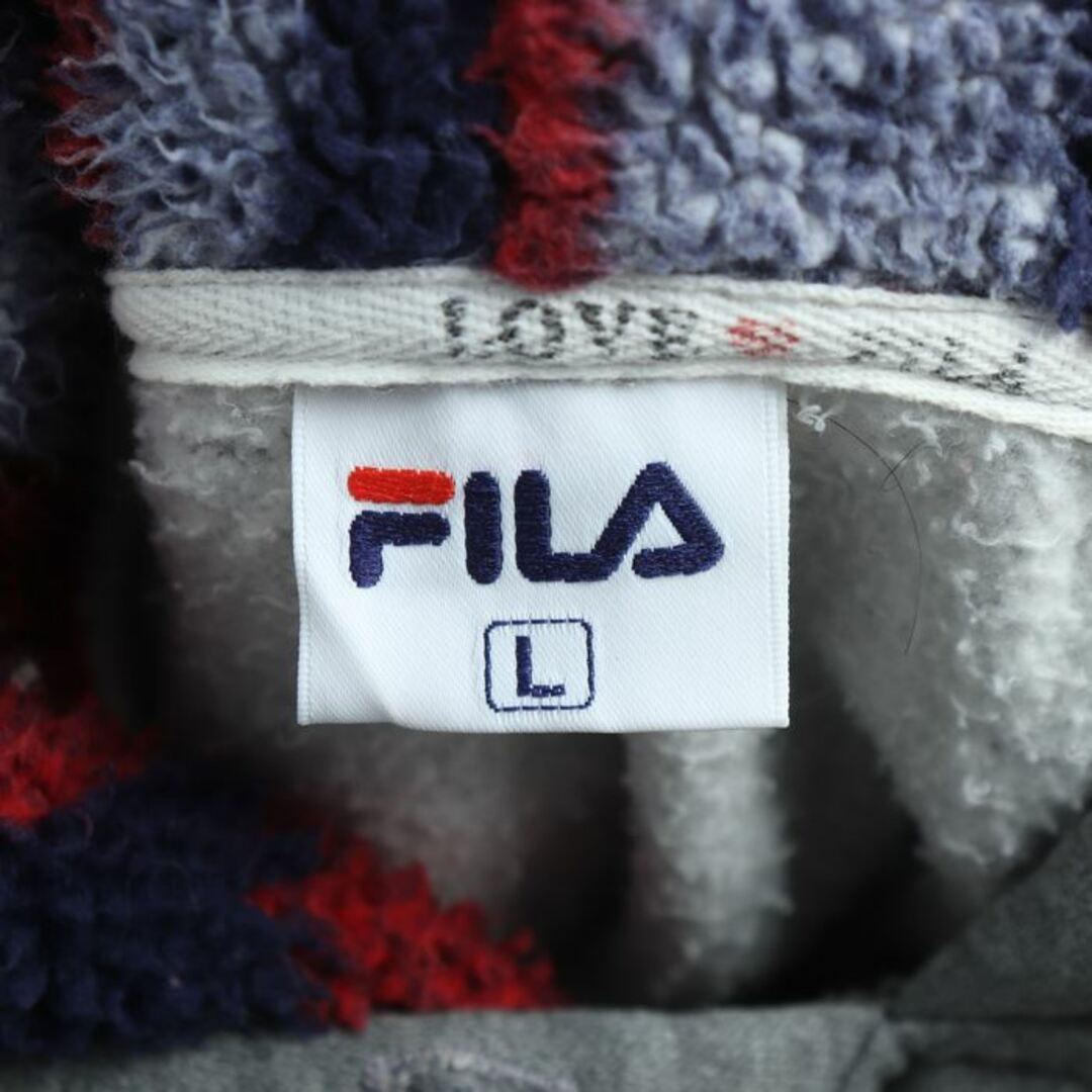 FILA(フィラ)のフィラ 長袖パーカー チュニック スウェット スエット 裏起毛 レディース Lサイズ グレー×白 FILA レディースのトップス(パーカー)の商品写真