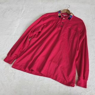 【ミラショーン】ゴルフウェア　長袖　4　XL　赤　襟　ストレッチ　日本製