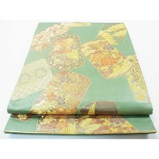 平和屋1◎六通太鼓柄袋帯　色紙草花文　金銀糸　逸品　CAAC0243in(帯)