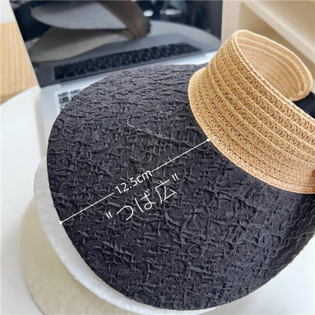 【色: ブラック】[Weuiean] サンバイザー 麦わら帽子 レディース UV レディースのファッション小物(その他)の商品写真