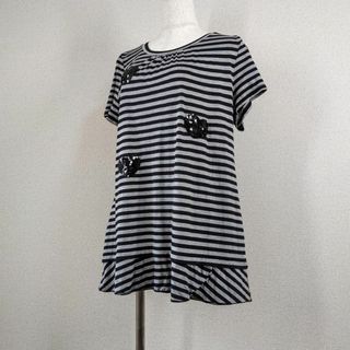 ソニアリキエル(SONIA RYKIEL)の【ソニアリキエル】カットソー　チュニック　ボーダー　44　3L　大きいサイズ(Tシャツ(半袖/袖なし))