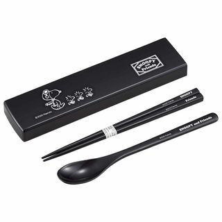 OSK 弁当用箸・カトラリー スヌーピー(ブラック) 引フタコンビ 日本製 CT(弁当用品)