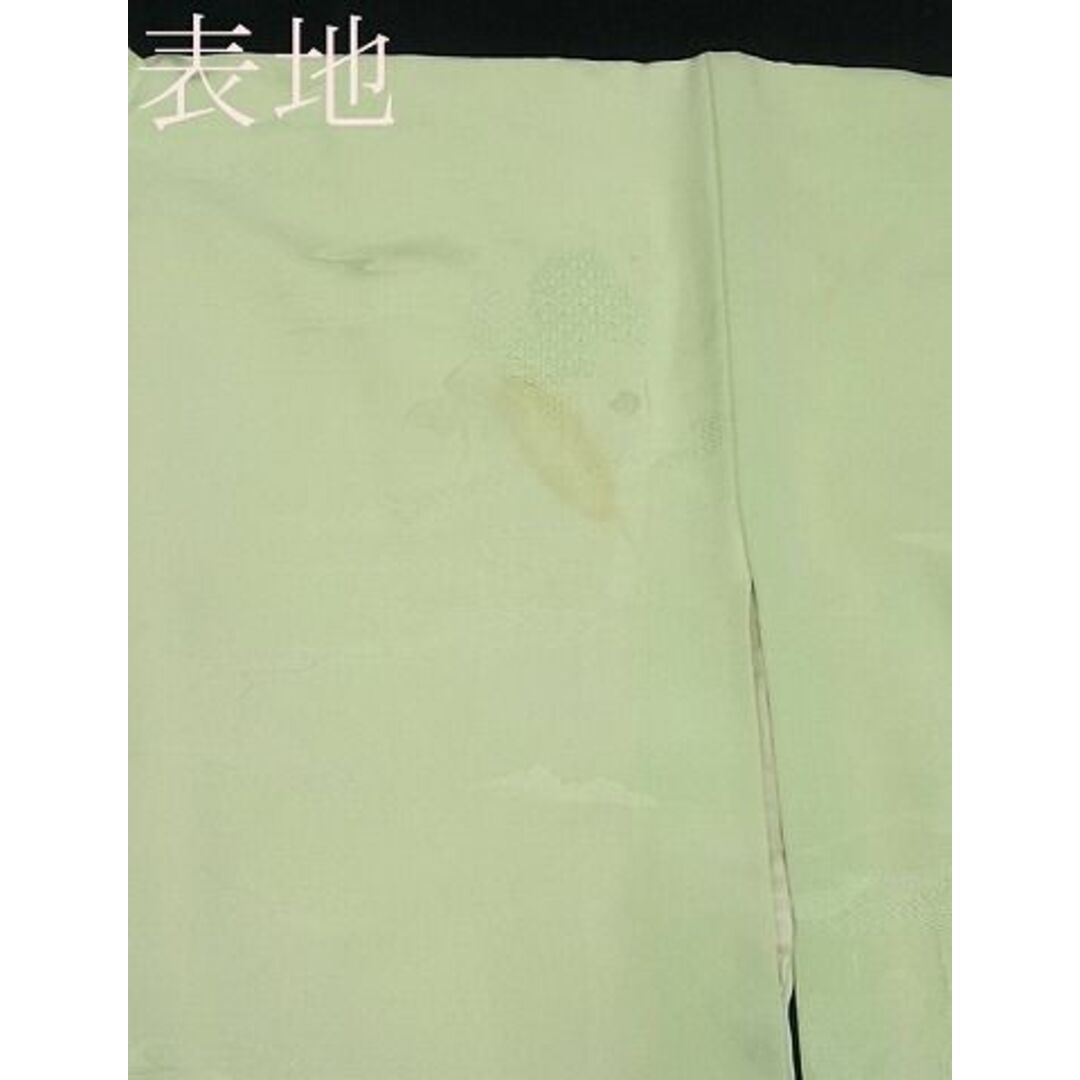 平和屋1■上質な色無地　流水舞葉地紋　若芽色　逸品　CAAA6322ap レディースの水着/浴衣(着物)の商品写真