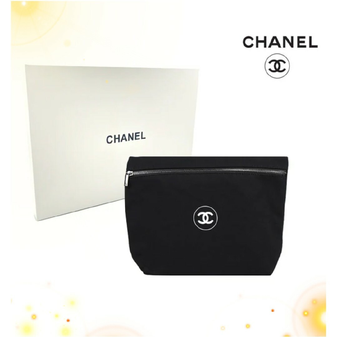 CHANEL(シャネル)のポーチ　シャネル　シャネルノベルティ　ノベルティ　ブラック　大きめポーチ レディースのファッション小物(ポーチ)の商品写真