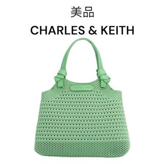 Charles and Keith - CHARLES & KEITH ノットハンドル ニット トートバッグ 緑 バッグ