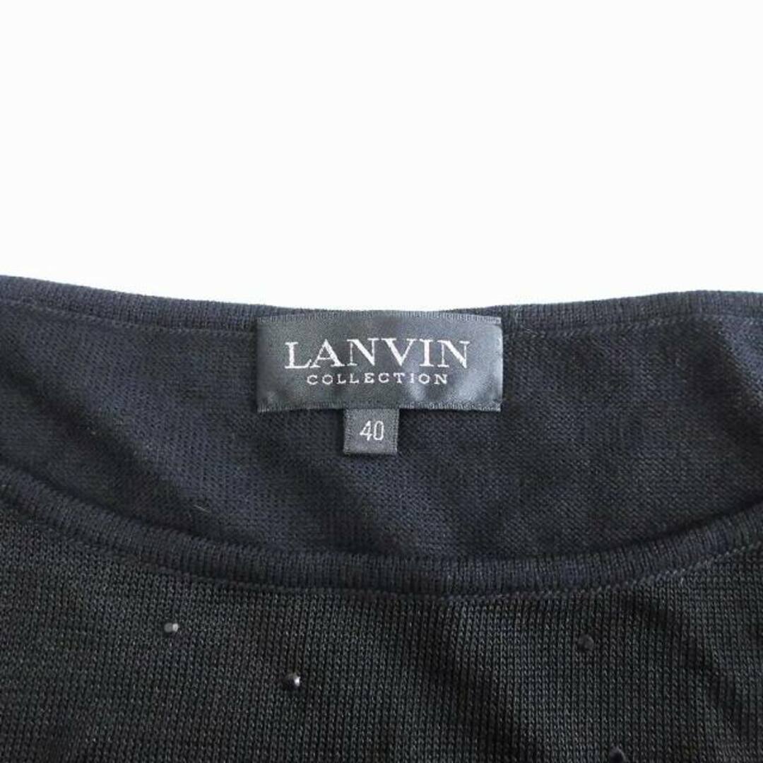 LANVIN(ランバン)のランバン ニット カットソー 七分袖 ラインストーン ブラック 黒 40 M位 レディースのトップス(ニット/セーター)の商品写真