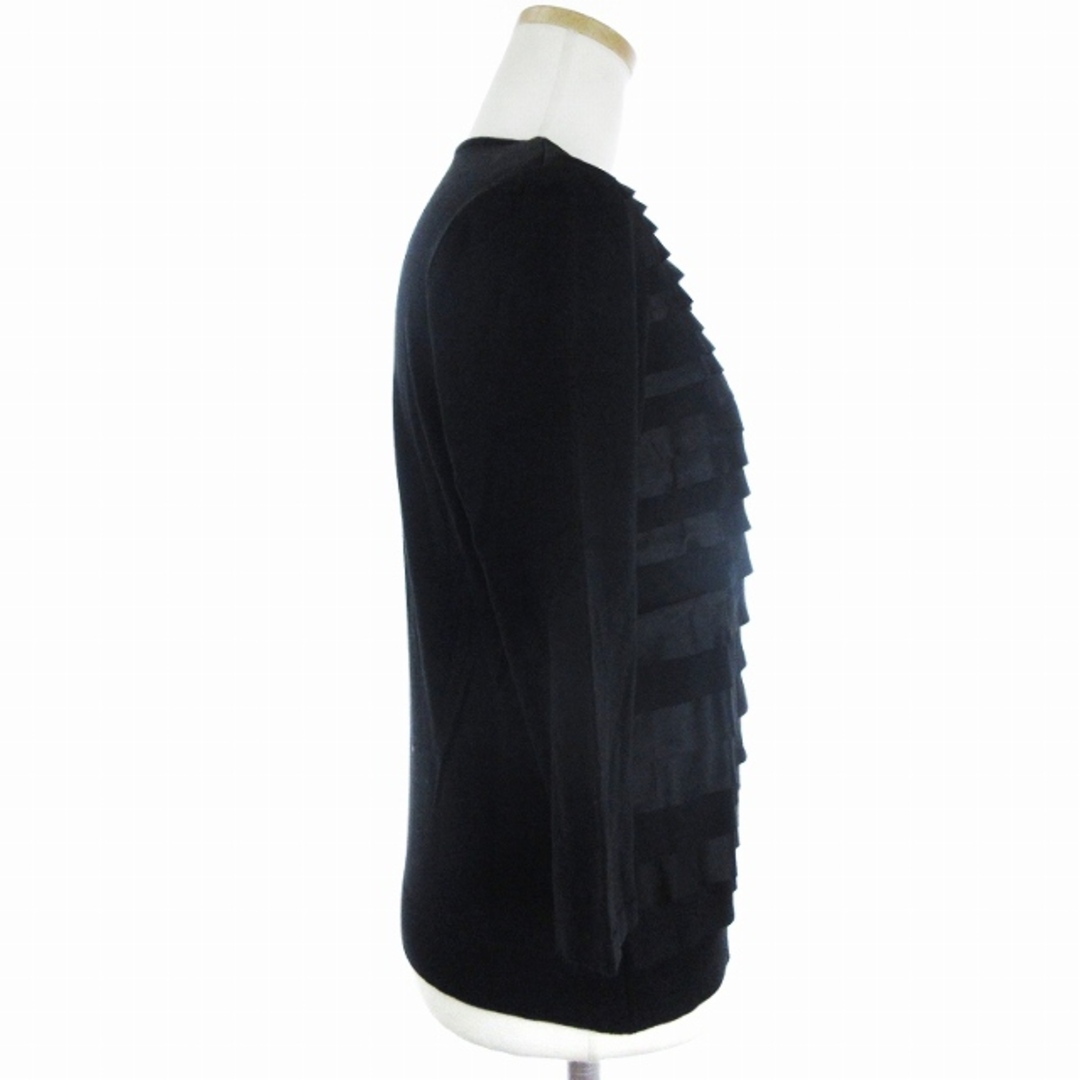 leilian(レリアン)のレリアン ニット カットソー 七分袖 ボーダー シルク 絹混 黒 9 M位 レディースのトップス(ニット/セーター)の商品写真
