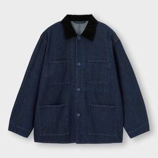 ジーユー(GU)の新品タグ付き GU カバーオールジャケット ネイビー(濃紺) サイズ XL(Gジャン/デニムジャケット)
