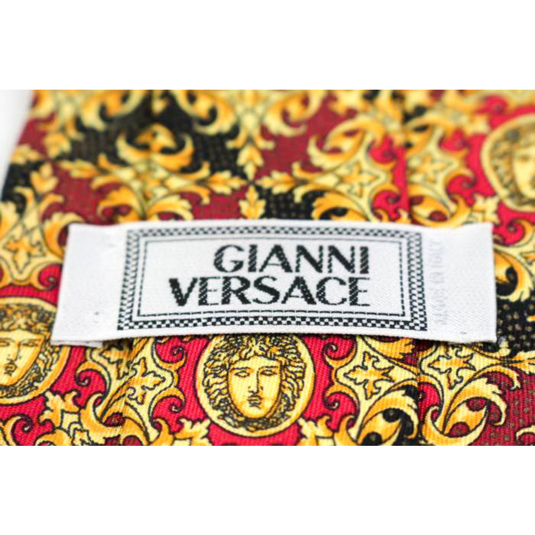 Gianni Versace(ジャンニヴェルサーチ)のジャンニ・ヴェルサーチ ブランド ネクタイ メデューサ柄 格子柄 シルク イタリア製 PO  メンズ ワインレッド Gianni Versace メンズのファッション小物(ネクタイ)の商品写真