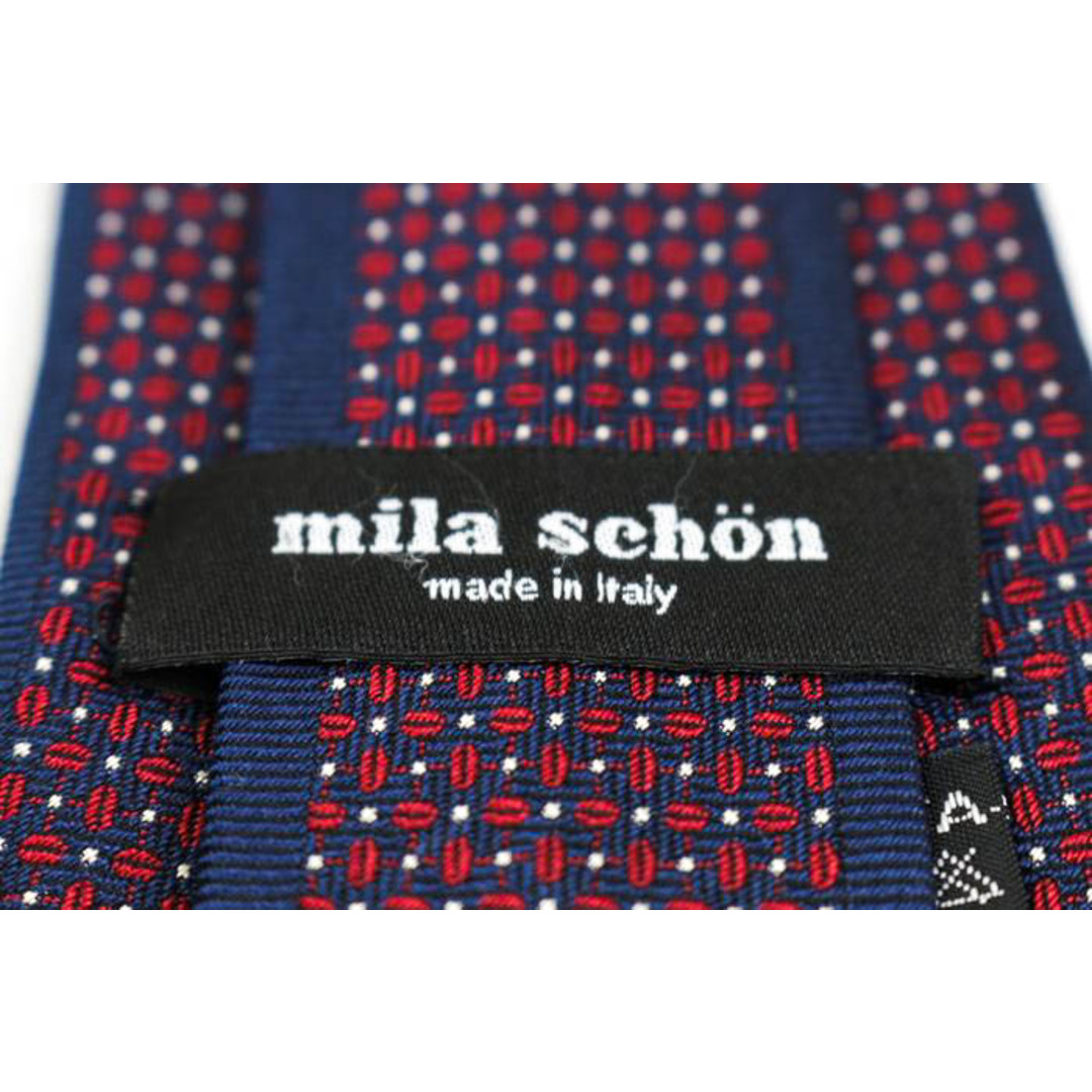 mila schon(ミラショーン)のミラショーン ブランド ネクタイ ロゴ ドット 格子柄 シルク イタリア製 PO  メンズ ネイビー mila schon メンズのファッション小物(ネクタイ)の商品写真