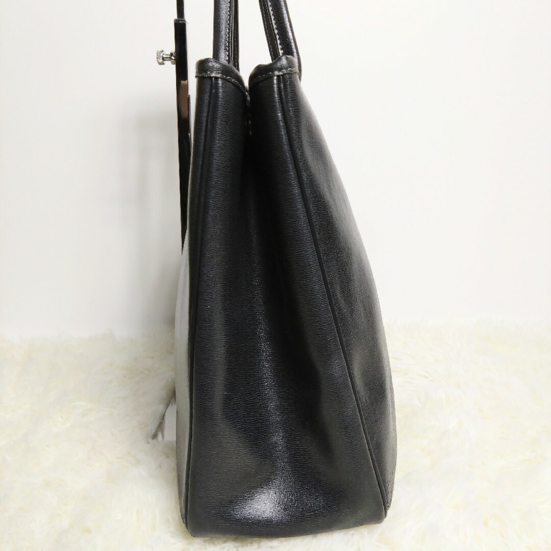 LONGCHAMP(ロンシャン)の【美品】ロンシャン ロゾ トートバッグ レザー A4 黒 メタリックバンブー レディースのバッグ(トートバッグ)の商品写真